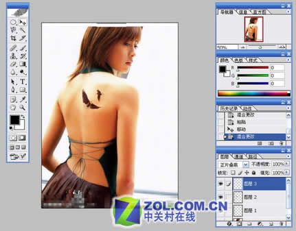 Photoshop图层混合模式为美女背部纹身-4.jpg