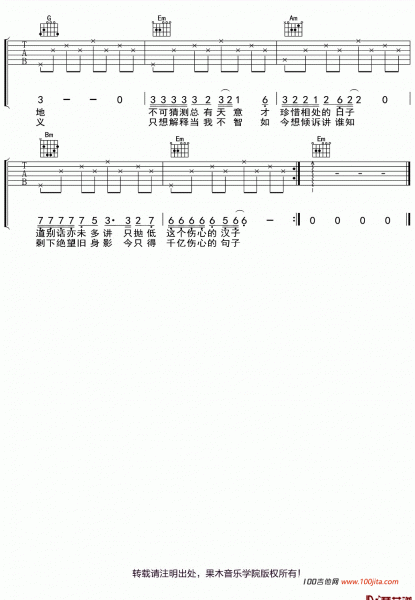 一起走过的日子吉他谱_刘德华_G调_吉他弹唱谱六线谱-2.gif