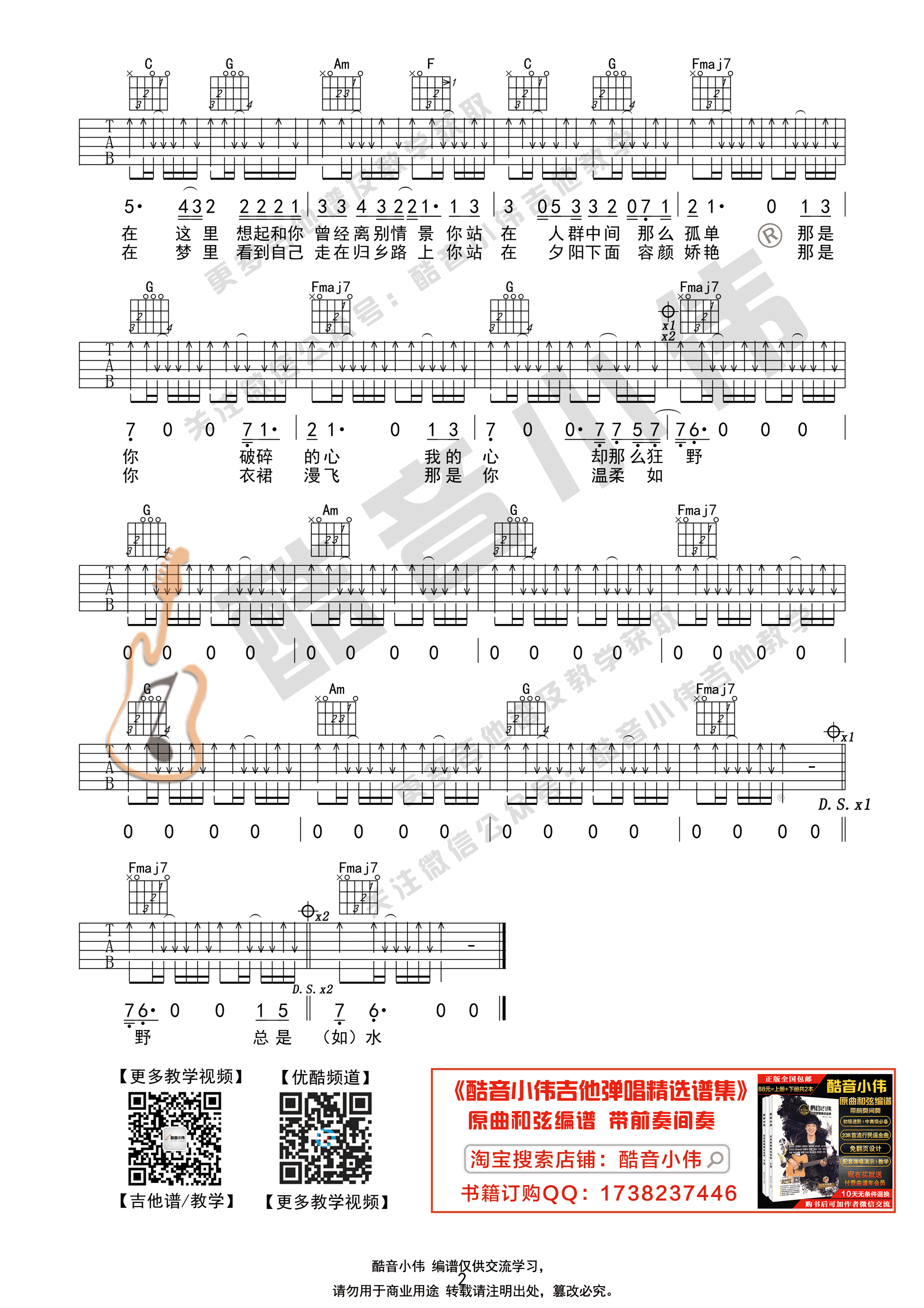 许巍《故乡》吉他谱简单版 酷音小伟吉他弹唱教学-1.gif