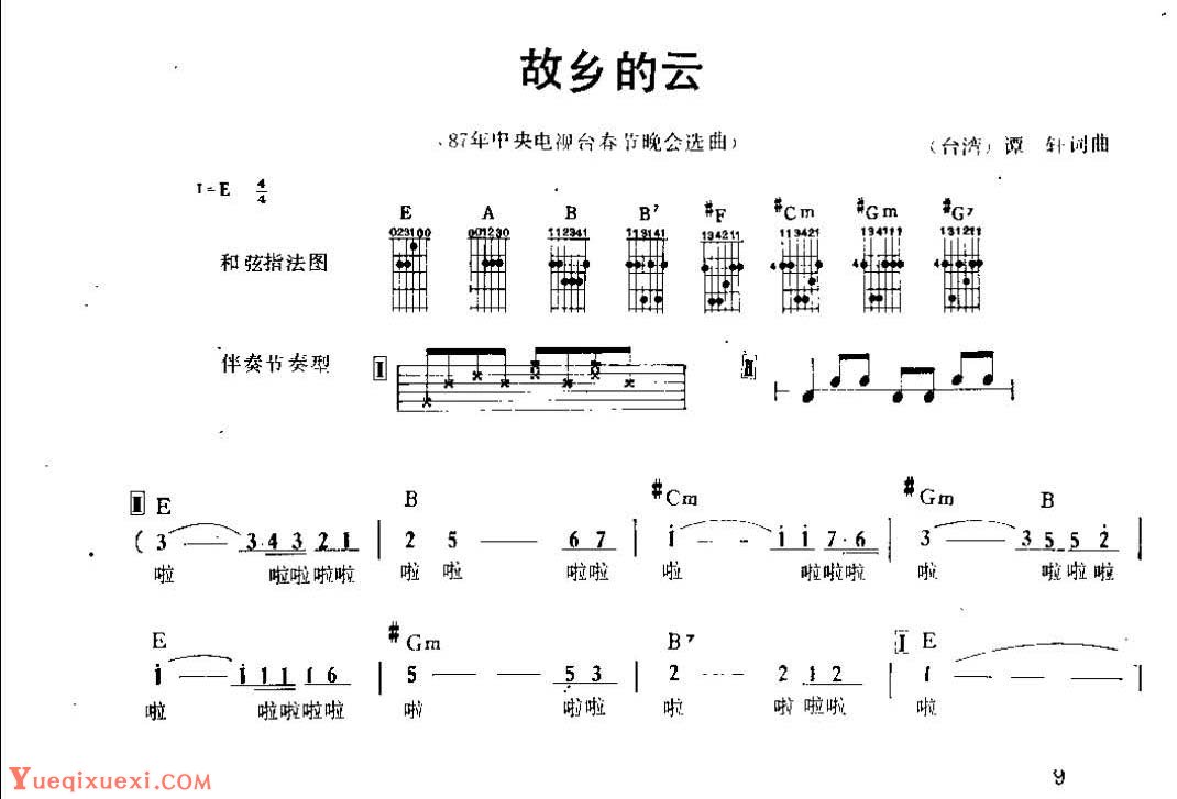 吉他弹唱金曲《故乡的云》简谱版-1.jpg